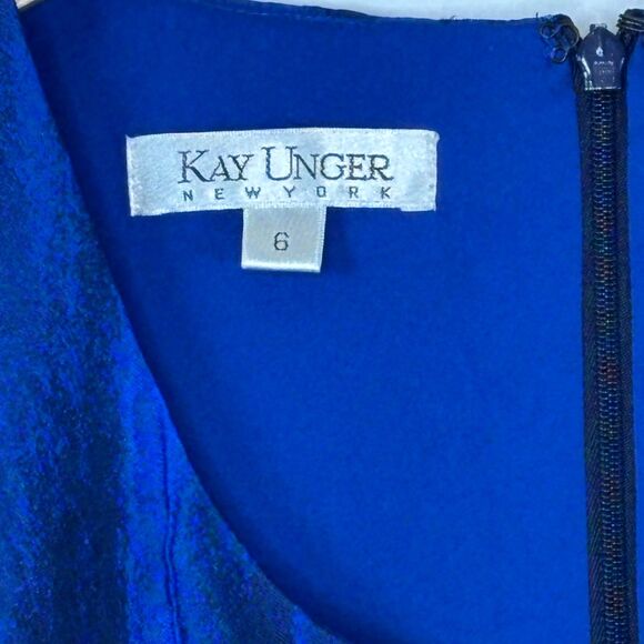 Kay Unger Royal Blue Silk Midi Dress Embellished Waist Boardroom Office Wedding‎ - Picture 4 of 8